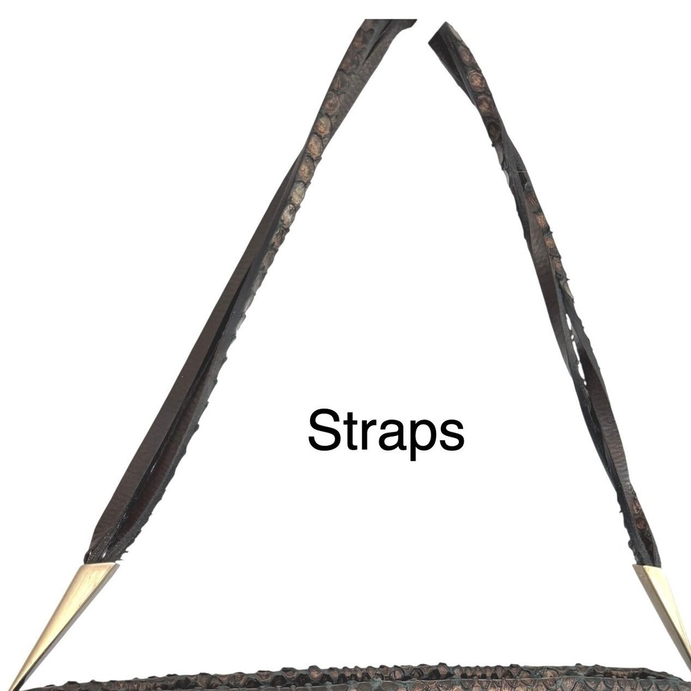 Vintage Bottega Veneta Python Shoulder Bag Metallic Bronze Exotic Leather Italy - Picture 10 of 15
